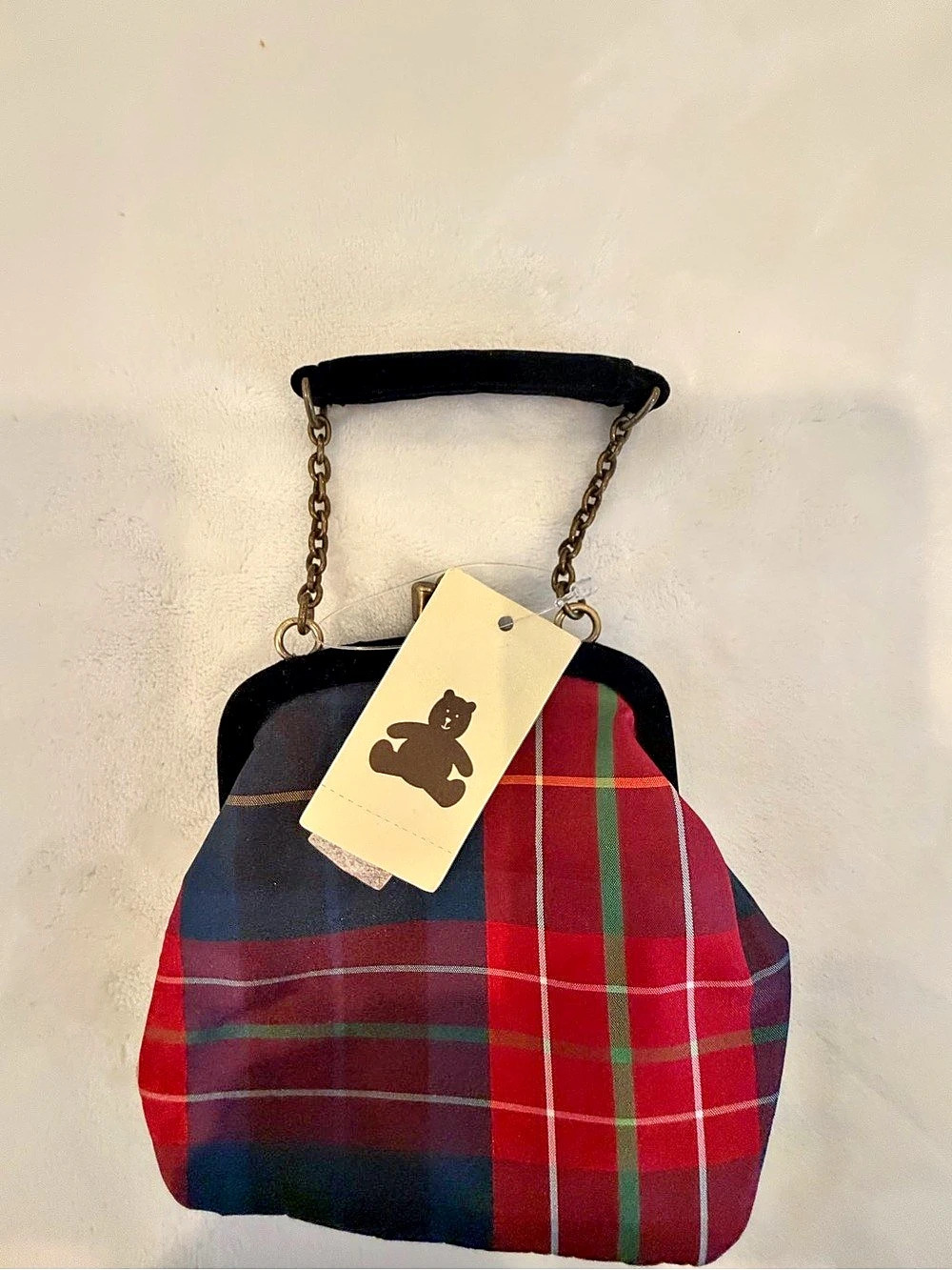 Plaid Frame Shoulder Bag in Red & Black NWT